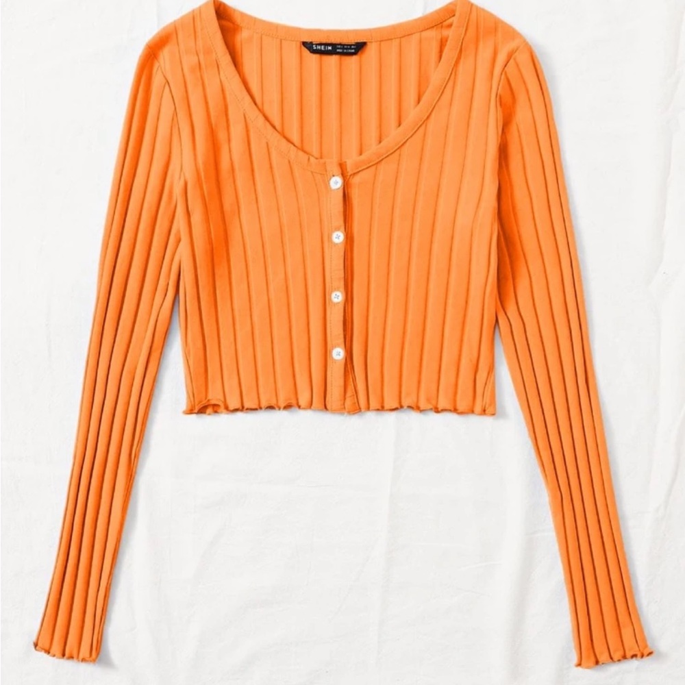 Orange Trim Knit Top